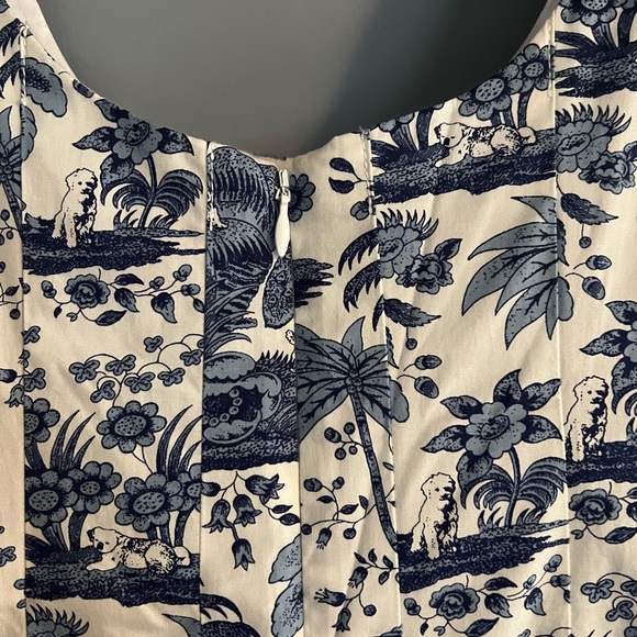 Staud Wells Strapless dress. Blue & While Toile - Picture 6 of 7